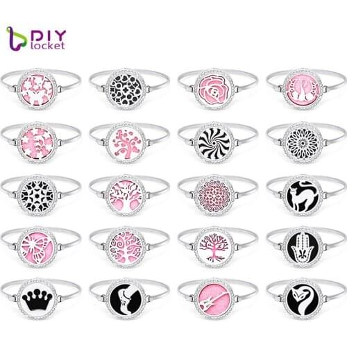 30mm Stainless Steel Diffuser Locket Bracelet Diffuser Locket Bracelet With Rhinestones Best Gift Free Pads AC161-180-Z01