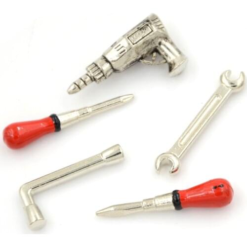 5 PCS/ Set high quality 1:12 Doll house Alloy Repair Tool Simulation Garden Furniture Toys For Doll House