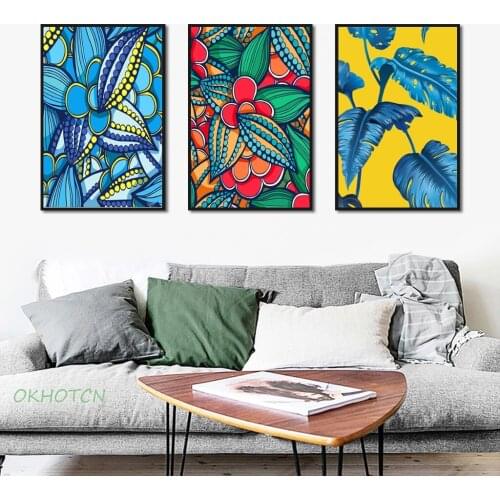 Abstract Colorful Plant and Leaf Canvas Painting Wall Art African Plant Poster Bedroom Decoration Pictures Scandinavian Decor