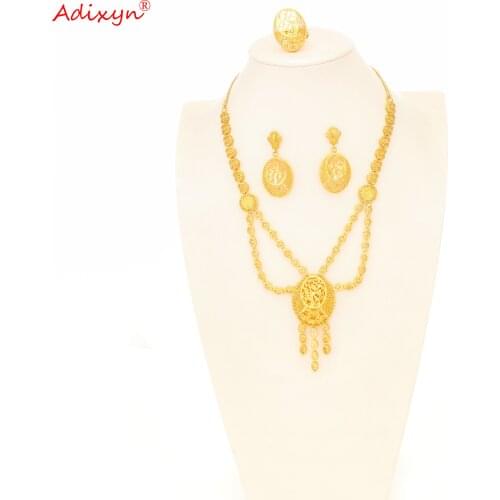 Adixyn Vintage Jewelry Set African/Dubai for Women 24k Gold Color Ethiopian Jewelry Engagement Accessories N1021L3