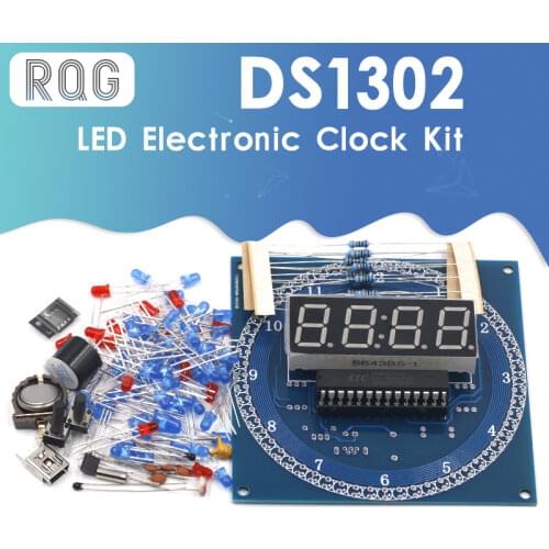 Free Shipping DS1302 Rotating LED Display Alarm Electronic Clock Module DIY KIT LED Temperature Display for arduino