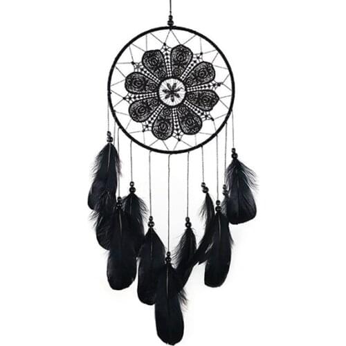 Big deal Handmade Dream Catchers Black Feather Lace Dream catchers for Wall Hanging Boho Wedding Decorations