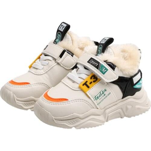 Baby Winter Shoes Girls Boots Toddler Winter Shoes Warm Plus Velvet 2021 New 1-6 Years Old Boys Children Velcro Cotton