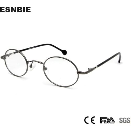 ESNBIE Small Black Circle Glasses Men Metal Round Optical Frame Women Prescription Glasses Oval Shape Spectacle Clear Lens