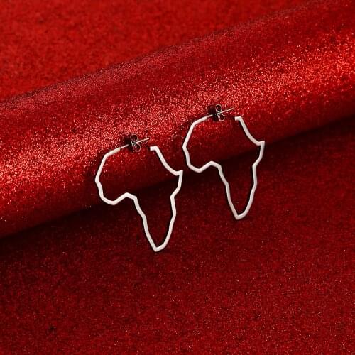 Map of Africa Earrings for Women Girl Trendy Silver Color Gold Color African Maps Jewelry