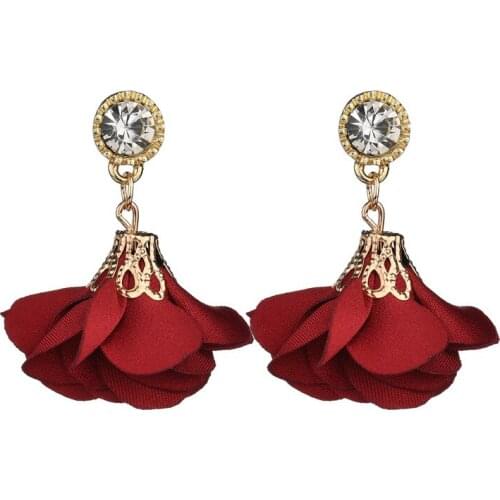 RONGBIN Classic Drop Earrings for Women Boucle d'oreille Crystal Flower Drop Earrings Red Rose Earring For Women Jewelry Bijoux