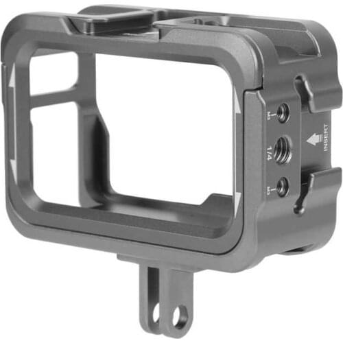 Aluminium Alloy Vlog Cage for DJI OSMO Action Camera Video Cage Protective Frame Housing Shell Case with Dual Cold Shoe Mounts