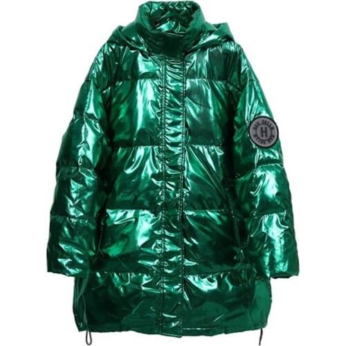 Novel Glossy Waterproof Winter Jacket Women White Duck Down Coat Women Mid-length New Thick Streetwear sport Outwear Women