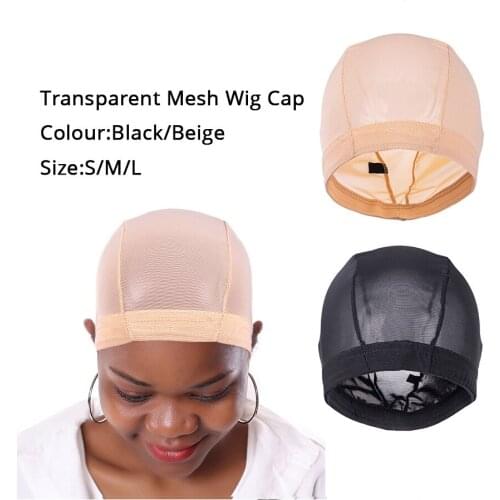 Leeons 1 Pcs Wig Caps Elasticity Breathable Wave Cap Mesh Dome Wig Caps For Making Wigs Black Beige Dome Cap For Wigs Making
