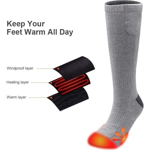 Mens Winter Socks With Carbon Fiber Heating Pads Foot Warmer Hiking Camping Fishing