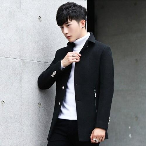 Boollili Mens Coat Autumn Winter Jackets Woolen Coat Man Slim Korean Mens Coats Handsome Overcoat Jacket Abrigos Hombre
