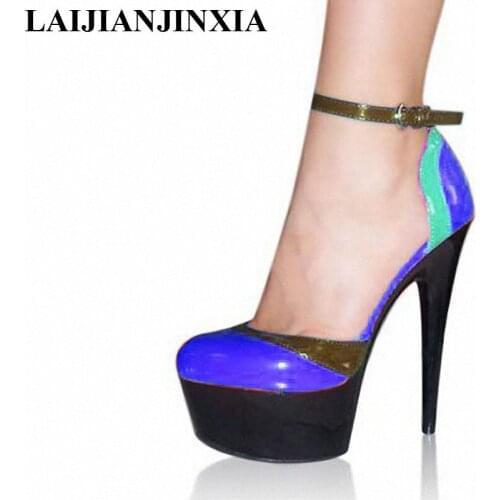 New color baotou baotou shoes, stage show model runway shoes 15cm high heel Dance Shoes