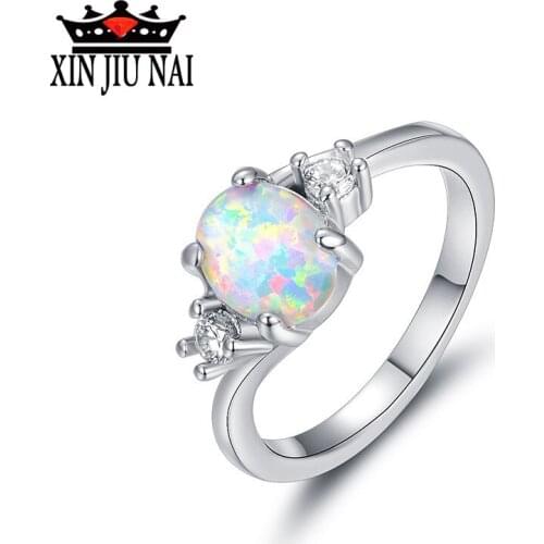 New Design White Fire Opal Garnet Silver Ring Fashion Wedding Party Gift for Women Jewelry Women Zircon Rings
