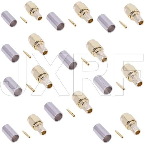 Wholesale 10pcs SMA male Plug center crimp for RG58 LMR195 RG142 RG400 fast shipping