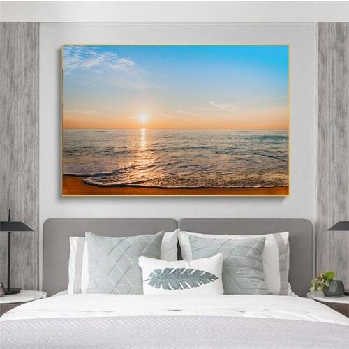 Landscape Picture Boat Person Sunset Sea Wave Canvas Painting Poster Modern Wall Art Scenery Oil Painting Living Room Home Decor