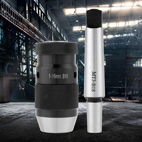 1-16mm MT2 Portable Durable Accessories Keyless Steel Taper Drill Chuck Self Tighten Machine Lathe Tool MT2-B16 Arbor Accurate