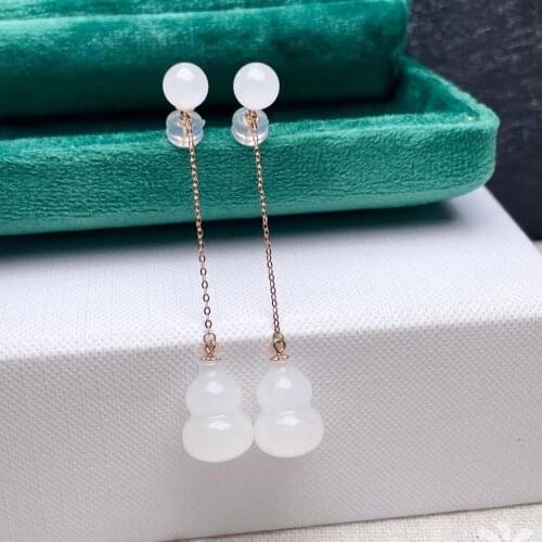 SHILOVEM 18k yellow gold real Natural Jasper drop earrings classic fine Jewelry women wedding new 10*14mm gift myme10142251hby