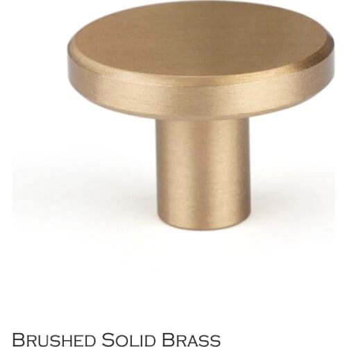 Contemporary style disc shape Furniture handles for Cabinet Drawer Door Single hole Brushed Solid Brass cupboard Knob and Pull