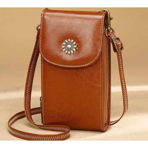 Genuine Leather Womens Bags Phone Pocket Handbags Mini Shoulder Bag Female Crossbody Bags Small Bags For Girl Bolsa