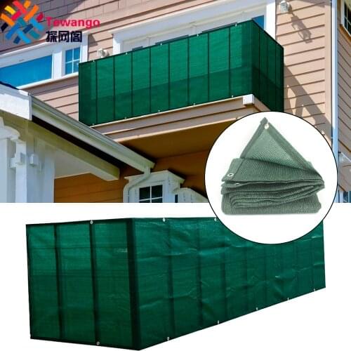 Tewango Balcony Railing Blind Dark Green Privacy Screen Fence Patio Cover HDPE Shade Net UV Protection 0.9x5m