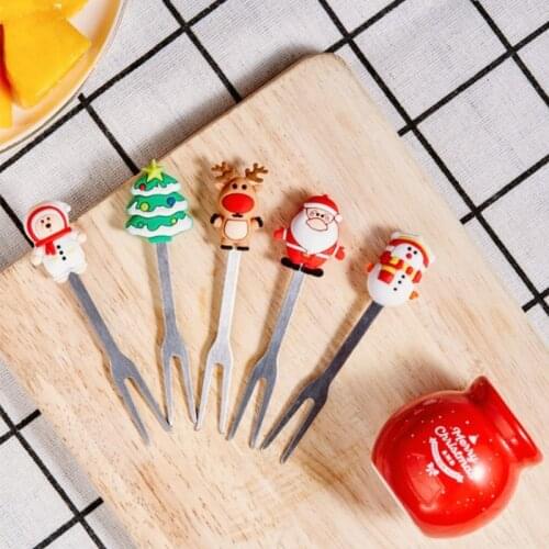 Stainless Steel Material Fruit Forks Christmas Snack Dessert Forks Food Picks