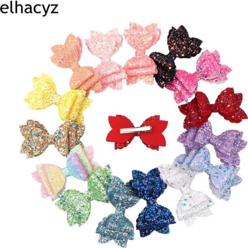 15pcs/lot Glitter Hair Clips Sequin Hairbows Hairclip Shinning Hairbow Flower Hairpins Headwear Girls Hair Accessories Barrettes