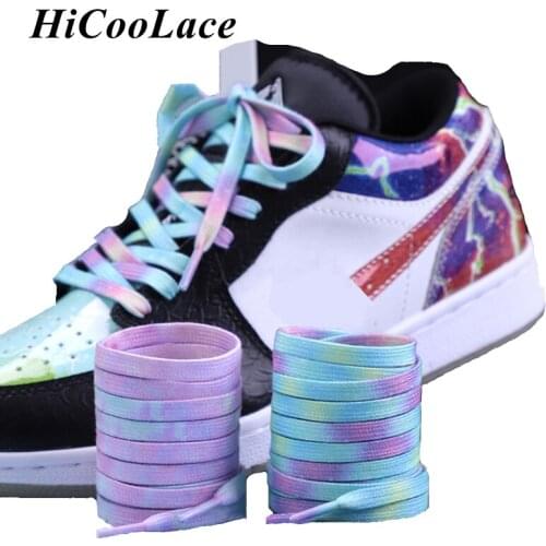 2021 New Dyeing Shoelaces 47"/55"/63" Canvas Sneakers Shoelaces Colorful Tie Dye Cartoon Fashion Women Men Shoelace Dropshipping