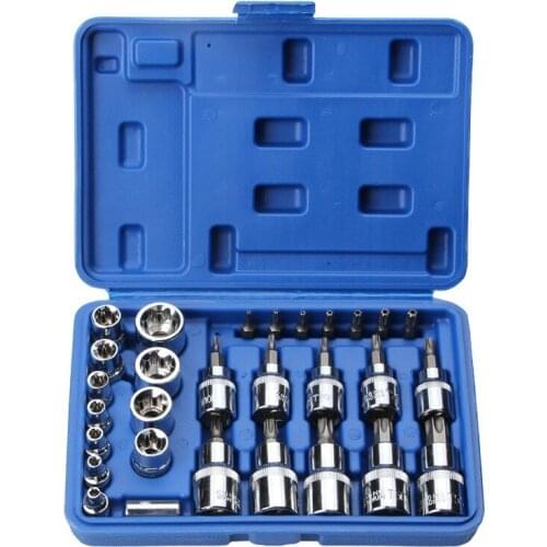 Star Torx Sockets Set & Bit Male Female E & T Sockets Ratchet Screwdriver Bit for Mechanics Security Repair