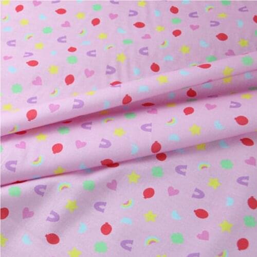 145CM Cartoon Pink Hearts Cotton Fabric for Kids Clothes Bedding Set Hometextile Curtain Cushion Cover DIY Needlework Material