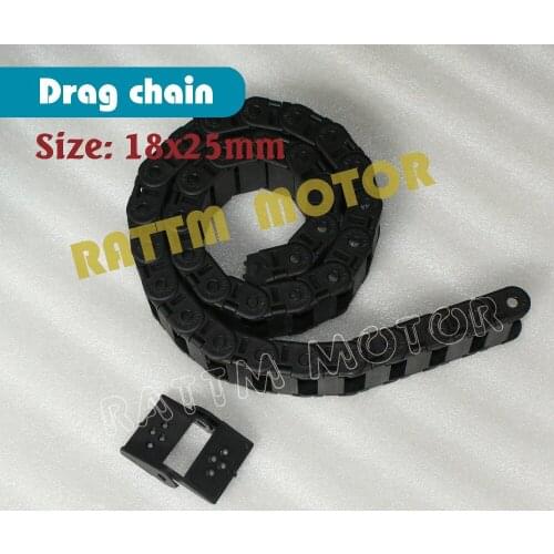 2M 18 x 25mm Cable drag chain wire carrier with end connectors plastic towline for CNC Router Machine Tool 1000mm half seal open