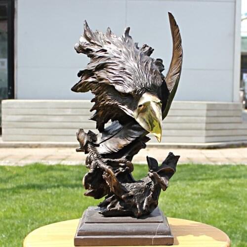 2021 home LIVING ROOM wall TOP Decor ART--39CM TALL Victory Eagle Goshawk bronze statue sculpture Decoration brass Ornament art