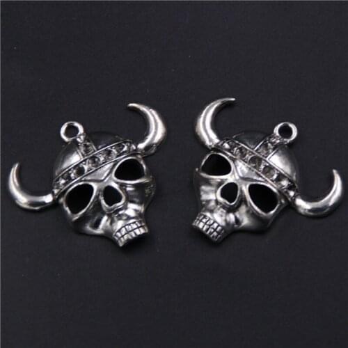 4pcs Silver Plated Tauren Mask Alloy Pendant Punk Necklace Bracelet DIY Charm Metal Jewelry Handicraft Making 39*33mm A477