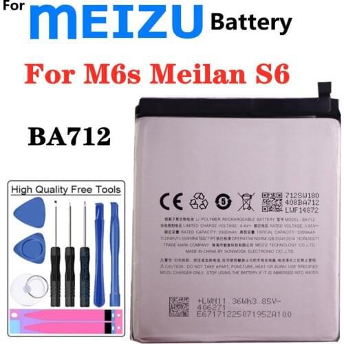 BA712 Battery For MEIZU M6s Meilan S6 M712 H / C /M / Q /Q-B Phone Battery 3000mAh High Quality Smartphone Replacement Batteries
