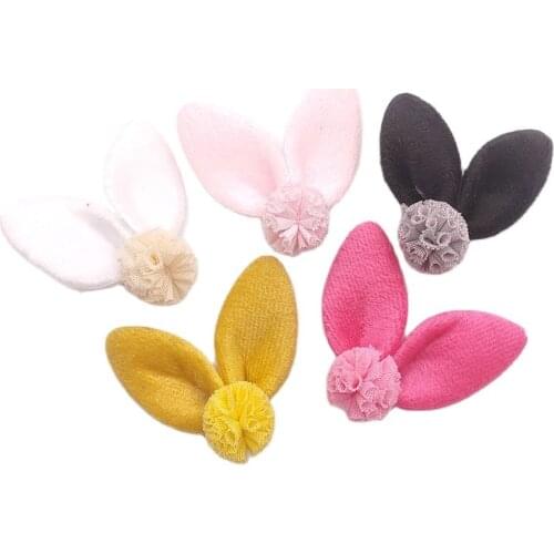 30Pcs Rabbit Ear Padded Applique For DIY Clothes Shoes Hat Headwear Clips Crafts Decor Patches
