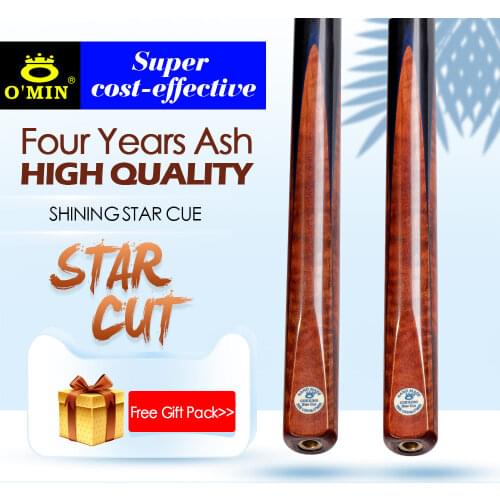 O'MIN STAR CUT 3/4 Snooker Cues Billiards Cue 9.5mm Tip Ash shaft Lron fairy Butt Case with Extension Free Gifts For Black 8
