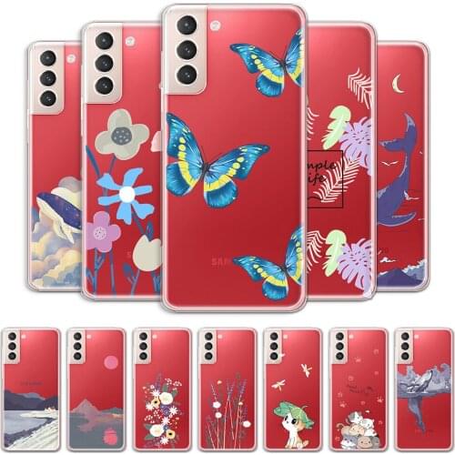 For Samsung S21 Case Cover For Samsung S21+ Flower Transparent Phone Shell on Galaxy S21 Ultra Clear Soft Protective Case Fundas