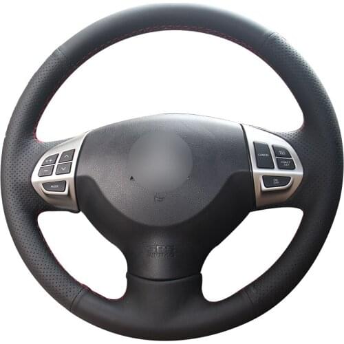 Black Synthetic Leather Car Steering Wheel Cover for Mitsubishi Lancer EX Outlander ASX Colt Pajero Sport