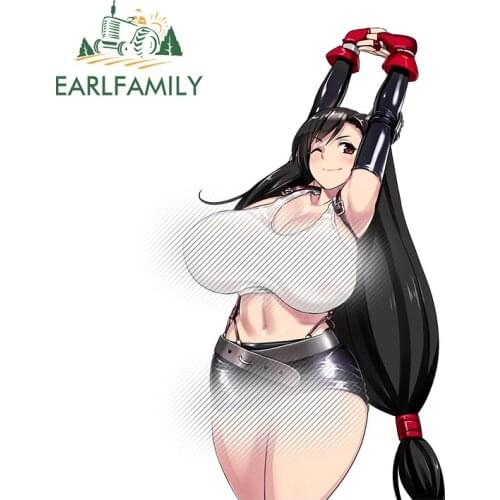 EARLFAMILY 13cm x 7.2cm 3D Car Stickers Anime Tifa Lockhart JDM Vinyl Car Window Wiper Decal Waterproof Car Accessories