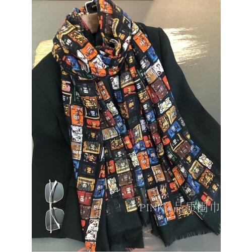 European & American Bags Print 100% Cashmere Scarf Wraps Long Women Ladies Winter Fashion Warm Pashmina Foulard Thin Type