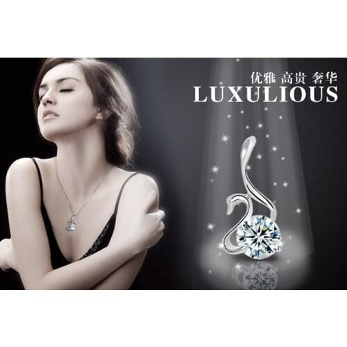 GND0060 100% Fine 925 Sterling Silver Lovely Sweet Beauty Crystal Luxury Lucky Necklaces Pendants , Jewelry Gift For Women