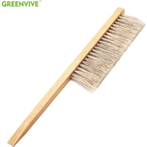 Greenvive Beekeeping Tools Wood Bee Sweep Brush Two Rows Horse Hair New Bee Brushes Beekeeping Equipment for Apiculture