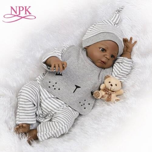 NPK reborn doll with soft real gentle touch black boy doll with full vinyl body for childrens Birthday