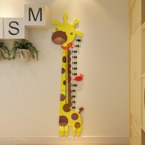 Giraffe Height Ruler Wall Stickers Kids Room Decorations 3D Cartoon Growth Chart Sticker Wall Decor Children Room Wallpaper 1pc
