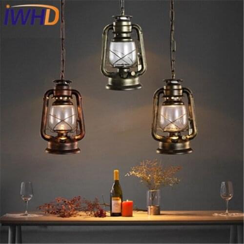 Loft Decor Iron Glass Kerosene Droplight Industrial Vintage Lighting LED Pendant Light For Dining Room Hanging Lamp Fixtures