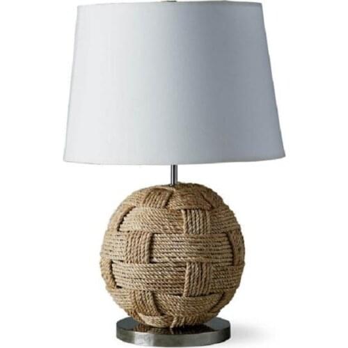 American country table lamp hand-woven hemp rope ball natural fabric bedroom bedside lamp living room table lamp