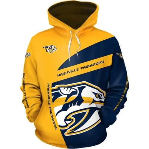 Nashville mens Fashion 3D Hoodie Yellow blue stitching design geometric tiger print Predators Cool outdoor sweatshirt 1