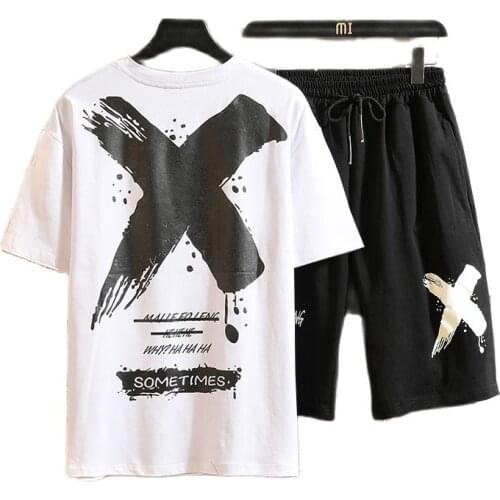New short-sleeved T-shirt round collar summer cotton sportswear suit sportswear class clothing large-size national trend