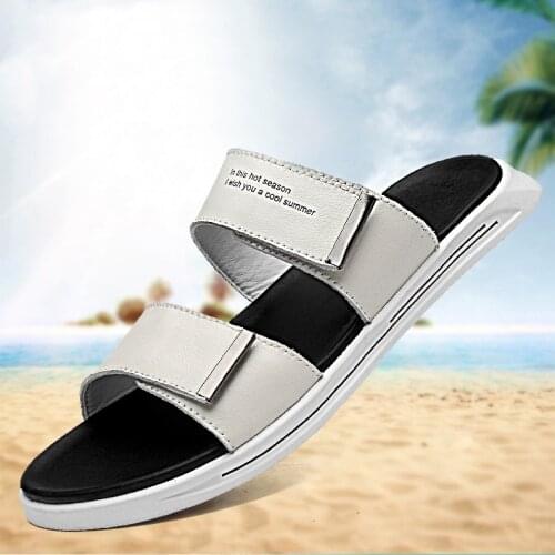 New Genuine Leather Mens Sandals Fashion Casual Shoes Men Slippers Cool Summer Roman Beach Flats High Quality Retro Flip Flops