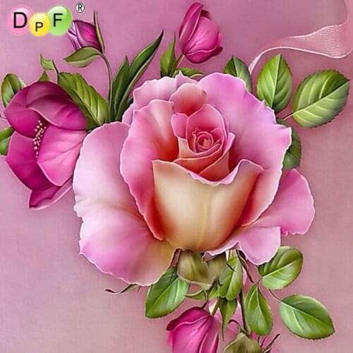 New Floral 3d Diy Diamond Painting silk pink rose Diamond Mosaic square Embroidery Handmade Crafts Home Decoration Full Square