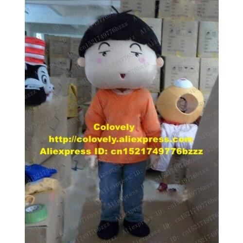 New Colorful Boy Mascot Costume Mascotte Lad Spadger Kid Child With Small Mouth Orange Shirt Blue Pants Adult No.2858 Free Ship